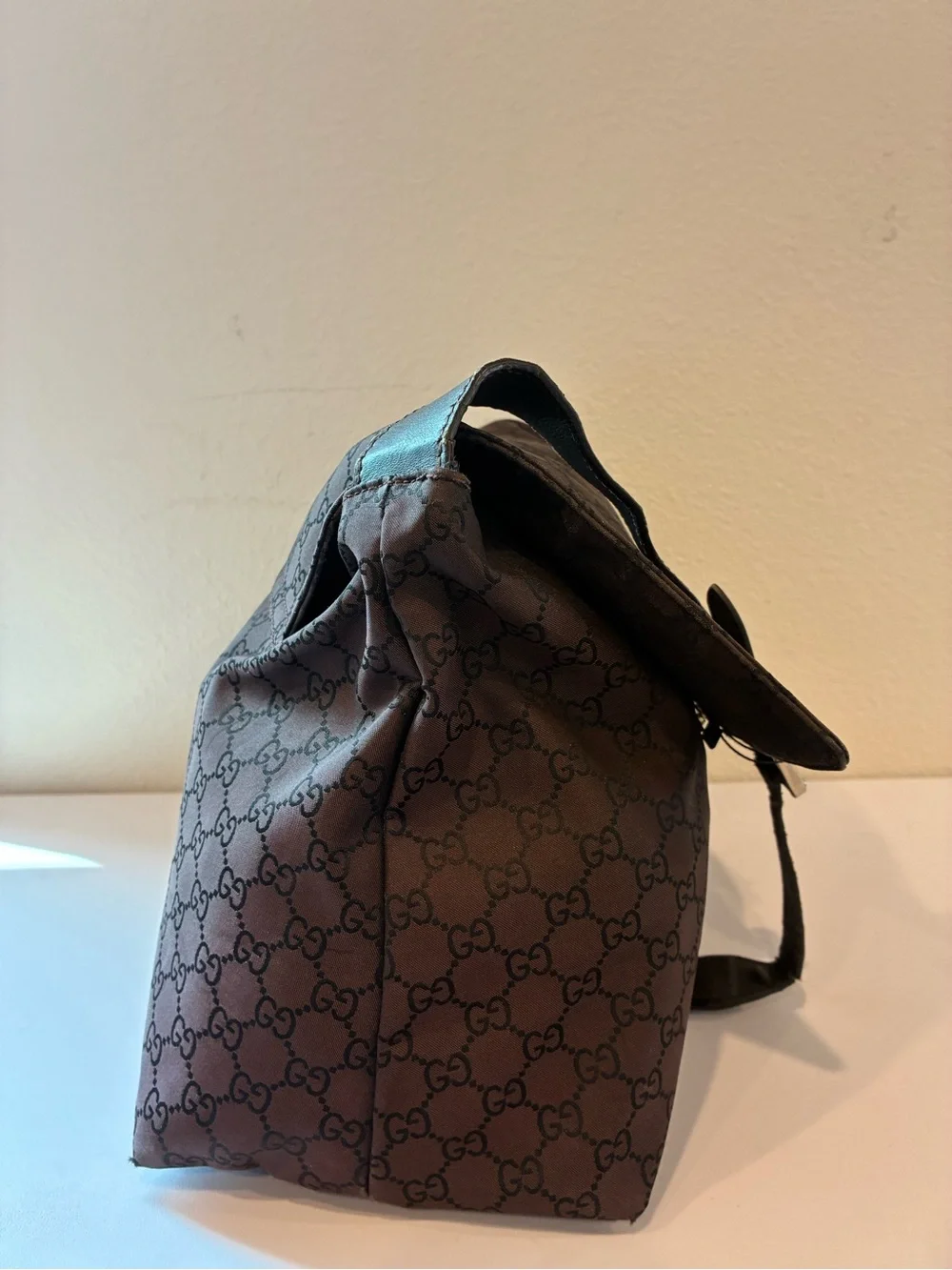 Gucci Brown Monogram Canvas Messenger with Leather Strap